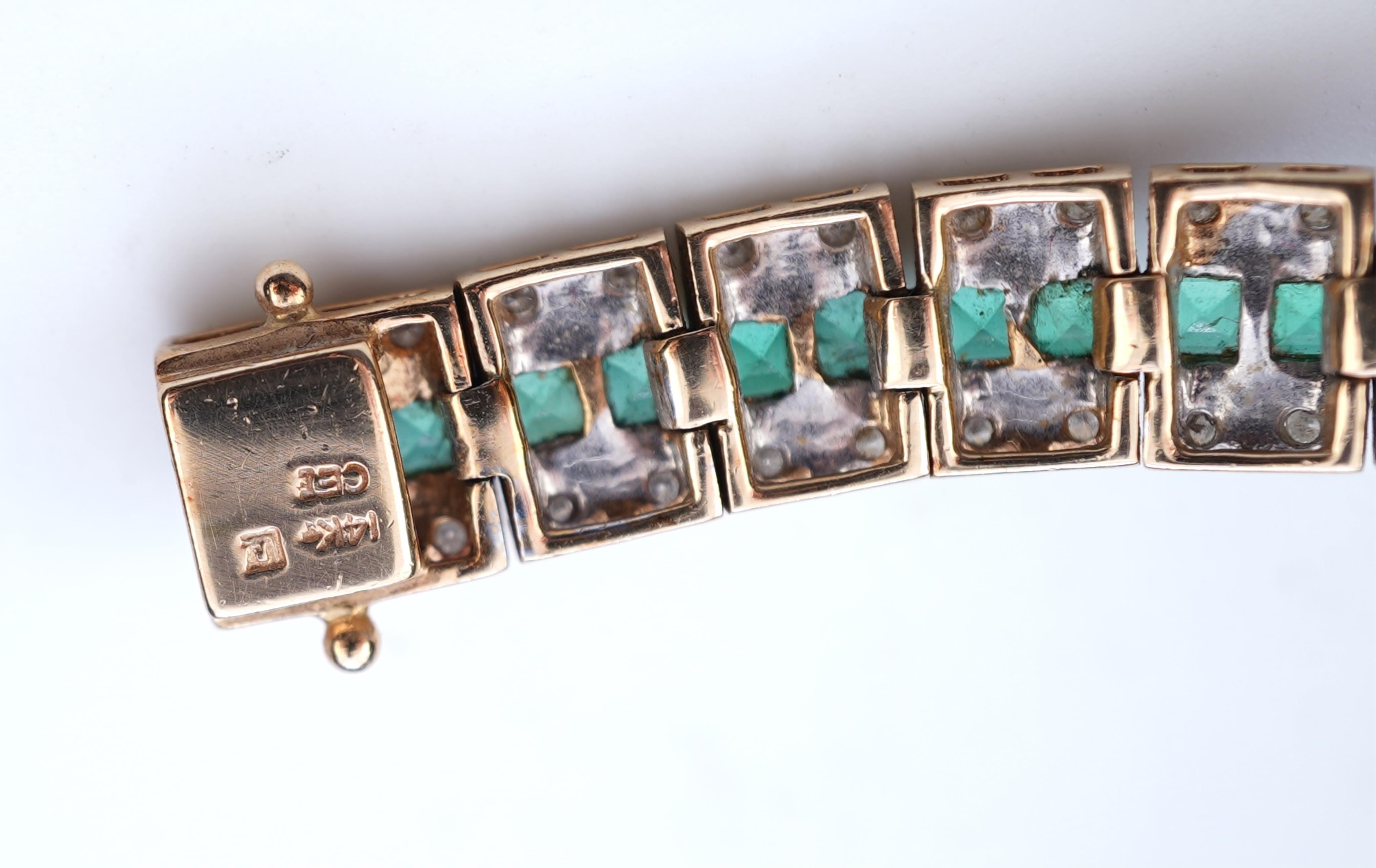 An emerald and diamond bracelet